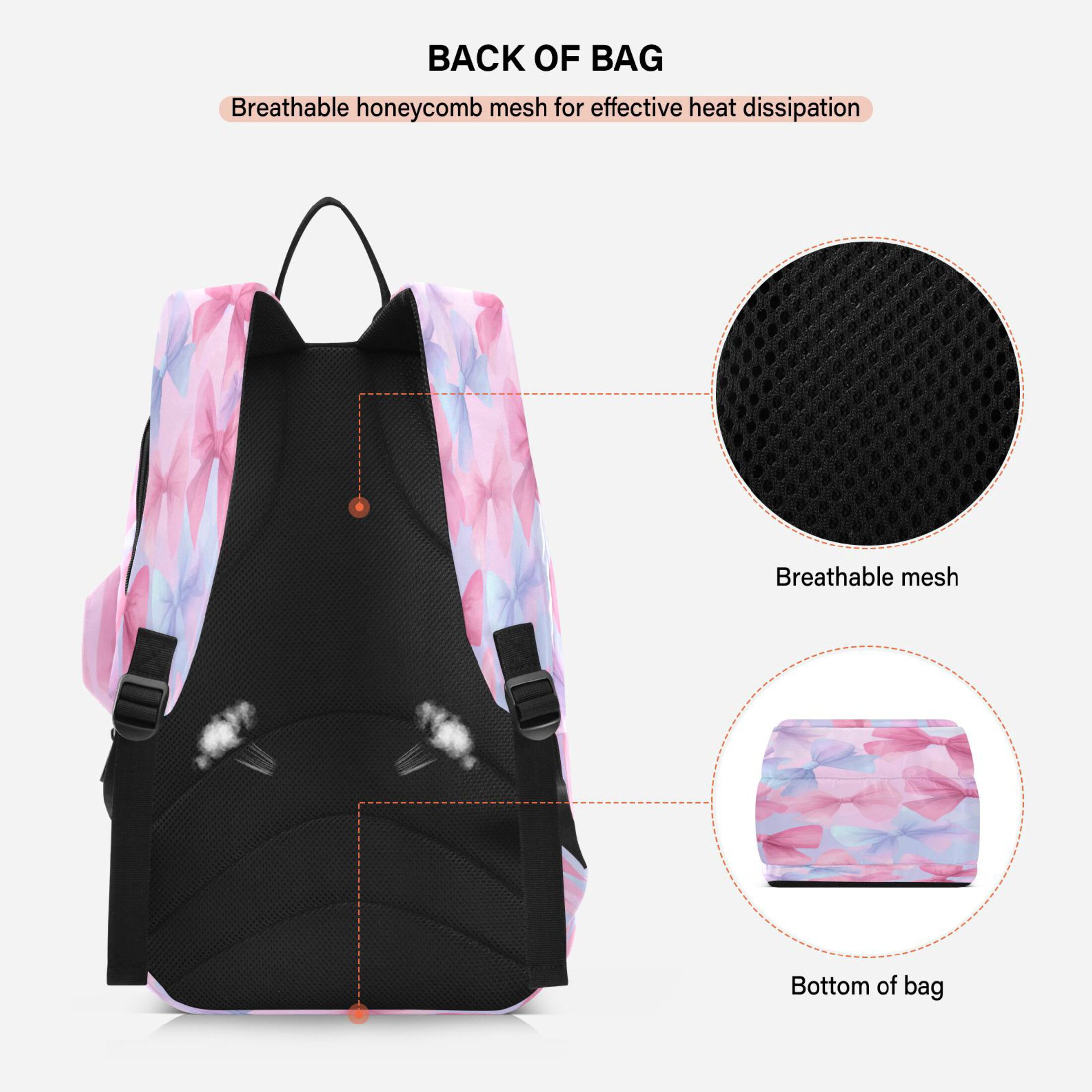 2 Racquet Holder Tennis Backpack Tennis Racket Covers Gym Bags Colorful Bows
