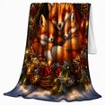 thumbnail image 2 of Sleeping Fox Family Winter Scene Festive Evergreen Wreath, Festive Woodland Scene, Warm Flannel Blanket for Cabin and Lodge, Wildlife Lovers Housewarming Gift, Rustic Home Decor, 2 of 9