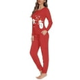 thumbnail image 2 of Renewold HO-HO-HO Snowman Pajamas for Women Set Christmas Holiday Long Sleeve Tee 2 Packs Comfort Red Athletic Clothing Loungewear Pants Matching Size 3XL, 2 of 4