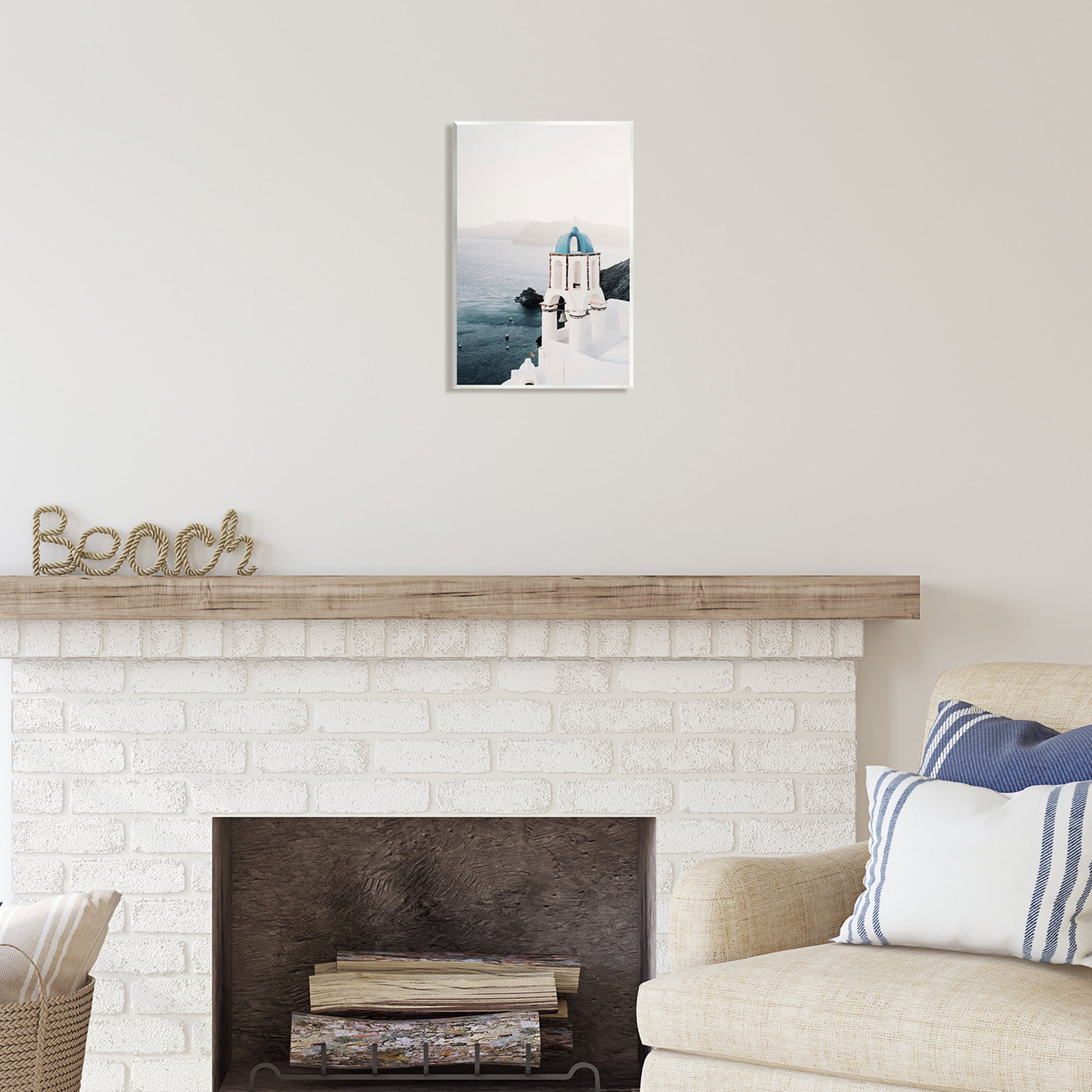 Stupell Industries Santorini Bell Tower Landscape Photography Unframed Art Print Wall Art, 10 x 15