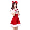 thumbnail image 6 of KelaJuan Women Christmas Dress Set, Short Sleeve Velvet Dress with Hairband Bracelet Cosplay Party, 6 of 6
