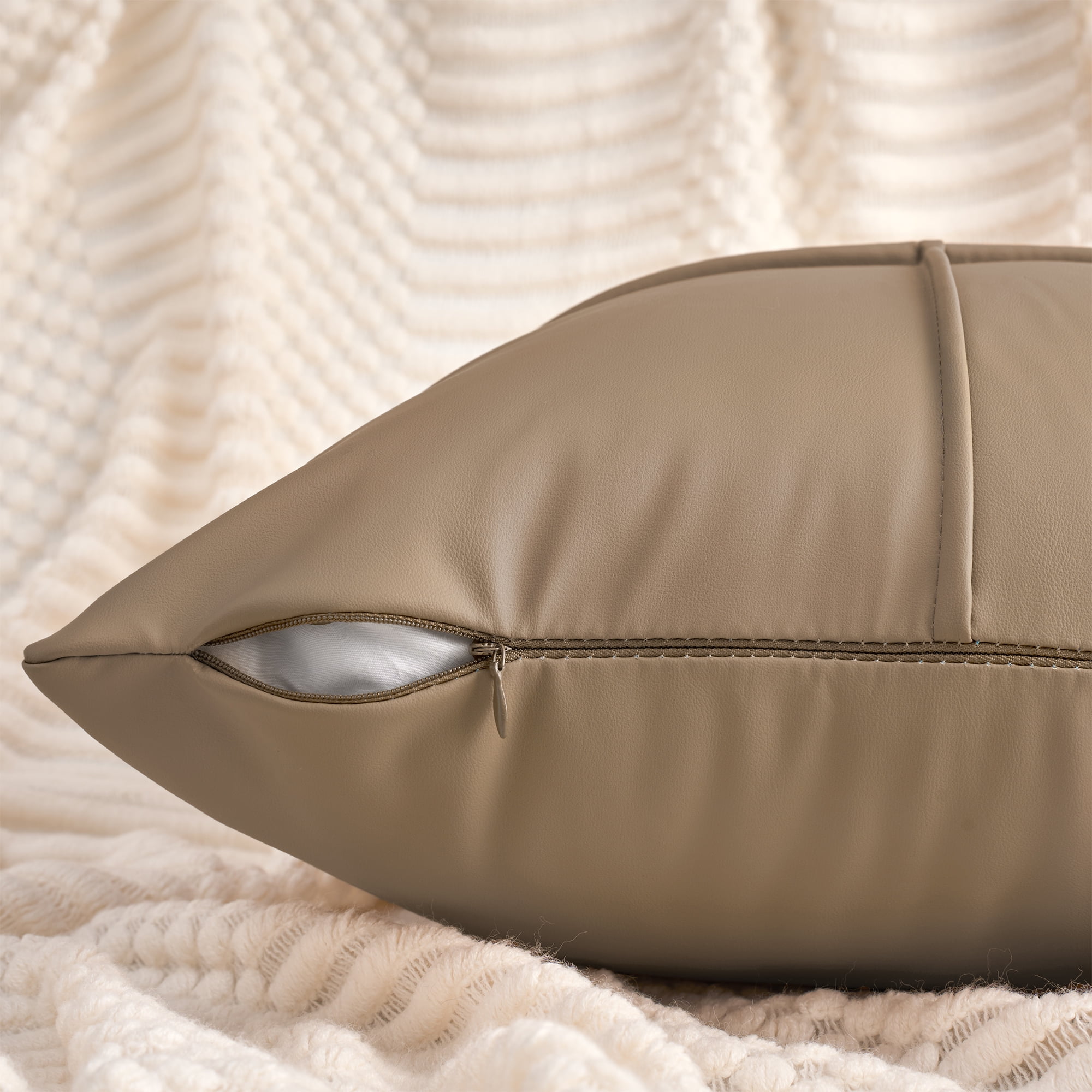 Unique Bargains Set of 2 Square Throw Pillow Covers Decorative Cases Khaki