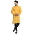 thumbnail image 2 of In-Sattva Men's Indian Banded Classic Collar Pure Cotton Long Kurta Tunic, 2 of 3