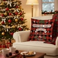 thumbnail image 2 of PuSpu Xmas Linen Pillow Cover 45x45 cm, Snowflake/Plaid Print, Soft Short Fabric, Festive Red-White Cushion Case for Sofa, Holiday Décor, Zipper Closure, Durable & Washable, Seasonal Home Accent, 2 of 6