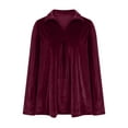 thumbnail image 5 of Luxalzxs Velvet Tops for Women Vintage Fall Winter Casual Solid Color Long Sleeve V-Neck Lapel Collar Tunic Tops Tees Shirts Blouses, 5 of 5