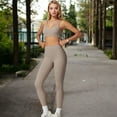 thumbnail image 6 of High-Waisted Compression Leggings with Crossover Waistband - Large, Tan, 6 of 6