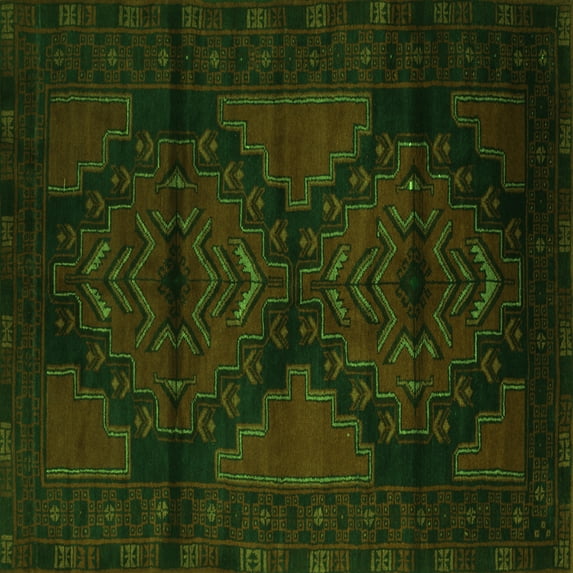 Ahgly Company Indoor Square Persian Green Traditional Area Rugs, 8' Square