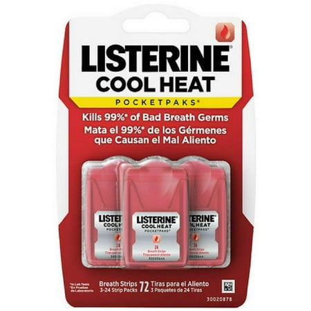 PocketPaks Oral Care Strips, Cool Heat 72 ea (Pack of 2), Instant fresh breath By Listerine