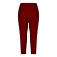 thumbnail image 5 of QIJUNTUO ​Women's Capri Yoga Leggings High Waisted Cropped Pants Comfy Soft Lounge Pajama Summer Casual Knee Length Tights​ Red, 5 of 6