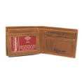 thumbnail image 5 of MARSHAL Men's Vintage Genuine Leather RFID Wallet with Military Tribute Design  'Land of the Free, Because of the Brave' Engraving, Western Style Tan, 5 of 9