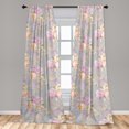 thumbnail image 4 of Ambesonne Floral Curtains, Peony Vintage Scenery Plot, Pair of 28"x63", Pale Mauve Yellow and Green, 4 of 5