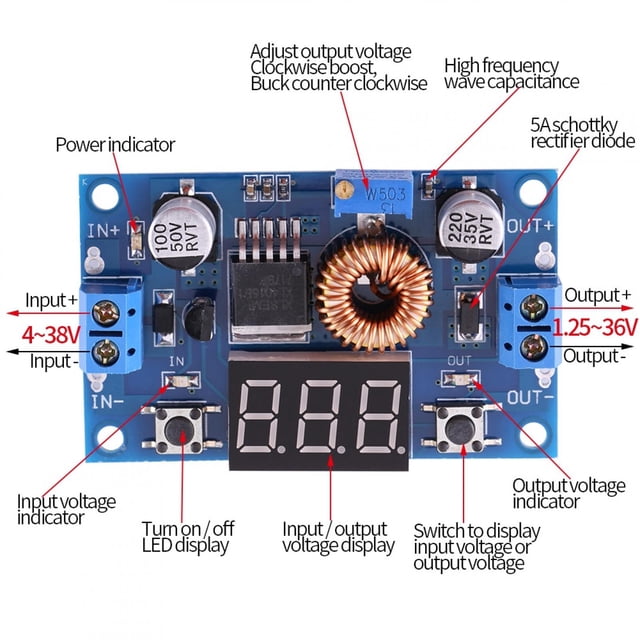 Module de Réduction de Puissance DC à DC, 1 Pce Convertisseur DC-DC Buck Module de Réduction de Puissance DC Technologie Avancée