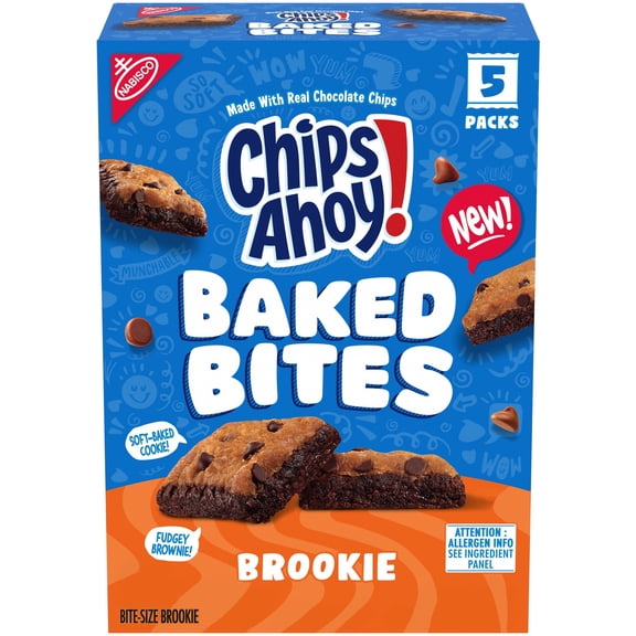 CHIPS AHOY! Baked Bites, Brookie, 5 - 1.4 oz Snack Packs (5 Bites per Pack)
