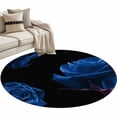 thumbnail image 2 of Round Area Rugs Collection 3 Ft, Blue Rose Non-Slip Residential Carpet, Vintage Abstract Garden Flower Floral Black Indoor Crawling Mats Doormat Runner Rugs Play Mat for Bedroom, 2 of 8