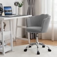 thumbnail image 4 of Costway Velvet Petal Shell Office Chair Adjustable Swivel Accent Vanity Armchair Grey, 4 of 10