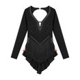 thumbnail image 5 of Kaerm Latin Dance Dress Tango Dresses Salsa Dancing Dress for Women Fringe Rhinestone Leotard Dress Black L, 5 of 7