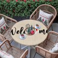 thumbnail image 3 of Welcome Words on Linen Fitted Round Tablecloths Elastic Edged Table Covers 36"-44",Waterproof Table Cloth for Kitchen Holiday Party Tables Decor, 3 of 9