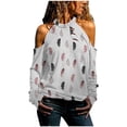 thumbnail image 1 of Blusa de manga larga con cuello redondo y estampado sin tirantes para mujer de moda de verano Fridja  ghj987+265, 1 of 8
