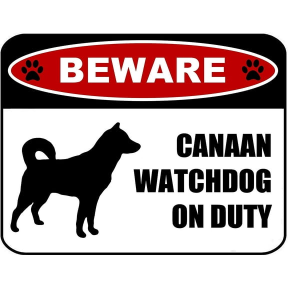 PCSCP Beware Canaan Watchdog On Duty (Silhouette) 11.5 inch x 9 inch Laminated Dog Sign