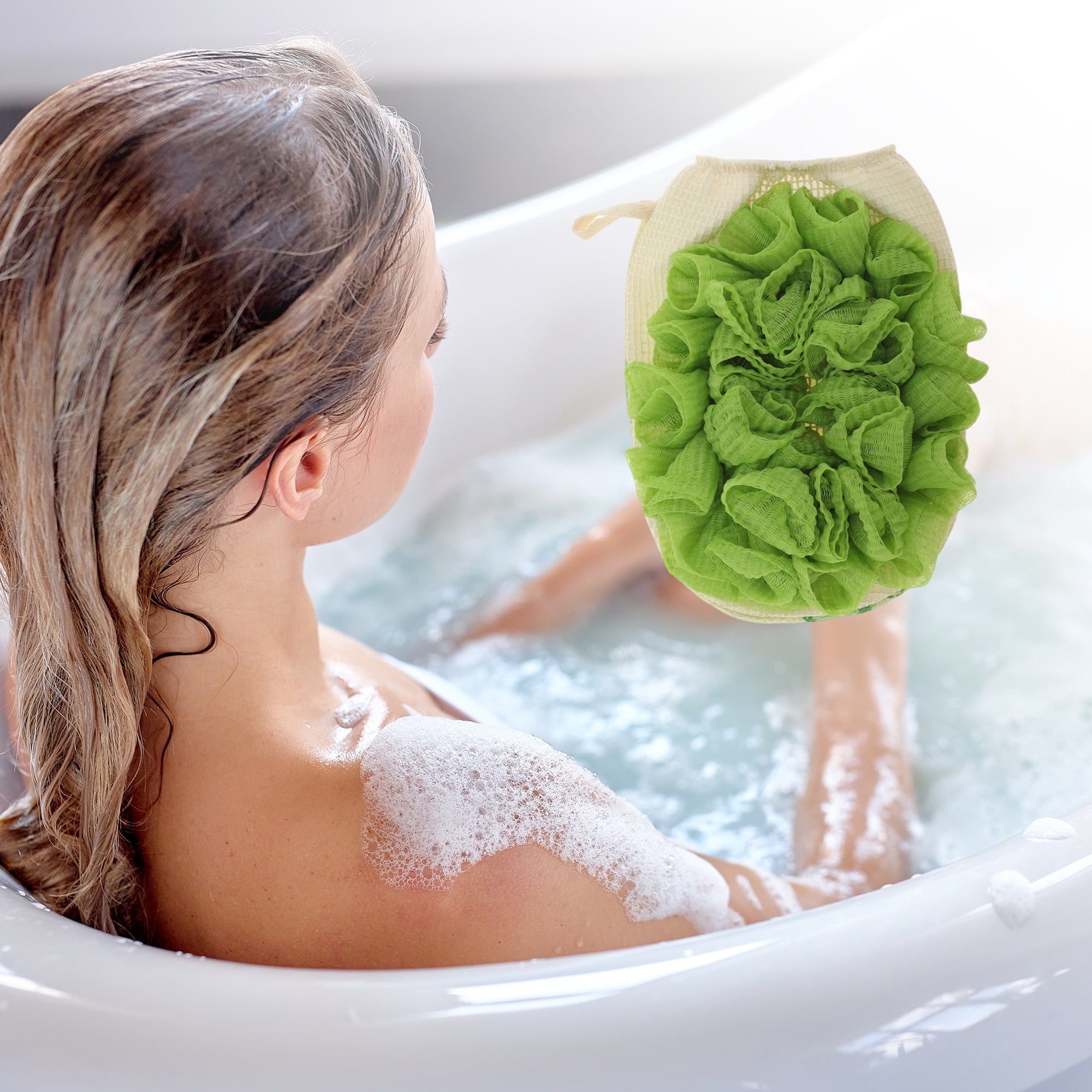 Unique Bargains Shower Gloves 7.48"x5.51" 1 Pc Green
