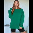 thumbnail image 4 of Sudaderas de Gran Tamaño para Mujer, Sudaderas con Capucha de Larga con Abertura para el Pulgar, Camisetas con Abertura Lateral, Tops Estilo Y2K Verde M, 4 of 10