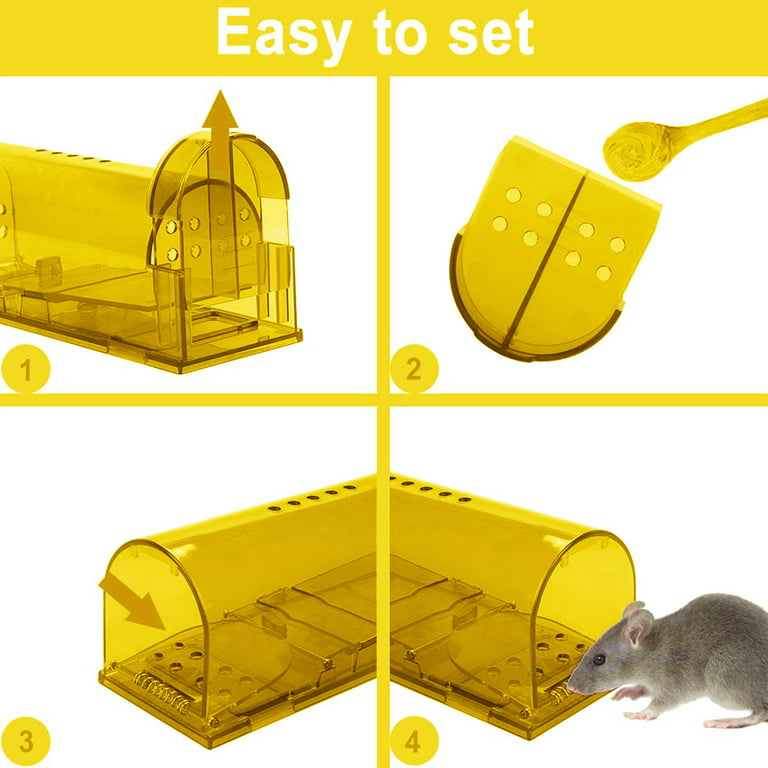 4 Pcs Humane Mouse Traps No Kill, Live Mouse Traps Indoor for Home