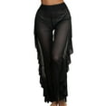thumbnail image 2 of Women Mesh Ruffle Trim Cover Up Pants Beach Cover Up Beach Wrap Bikini Shiny Wraps Cover Ups For Swimwear Ruffle Pants Swimwear Cover Ups plus Size Maternity Bathing Suit Cover up Womens Swim Suit, 2 of 2