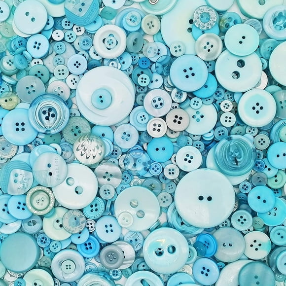 Botones Qovydx de resina turquesa, 1600 unidades, varios tamaños, 750 g
