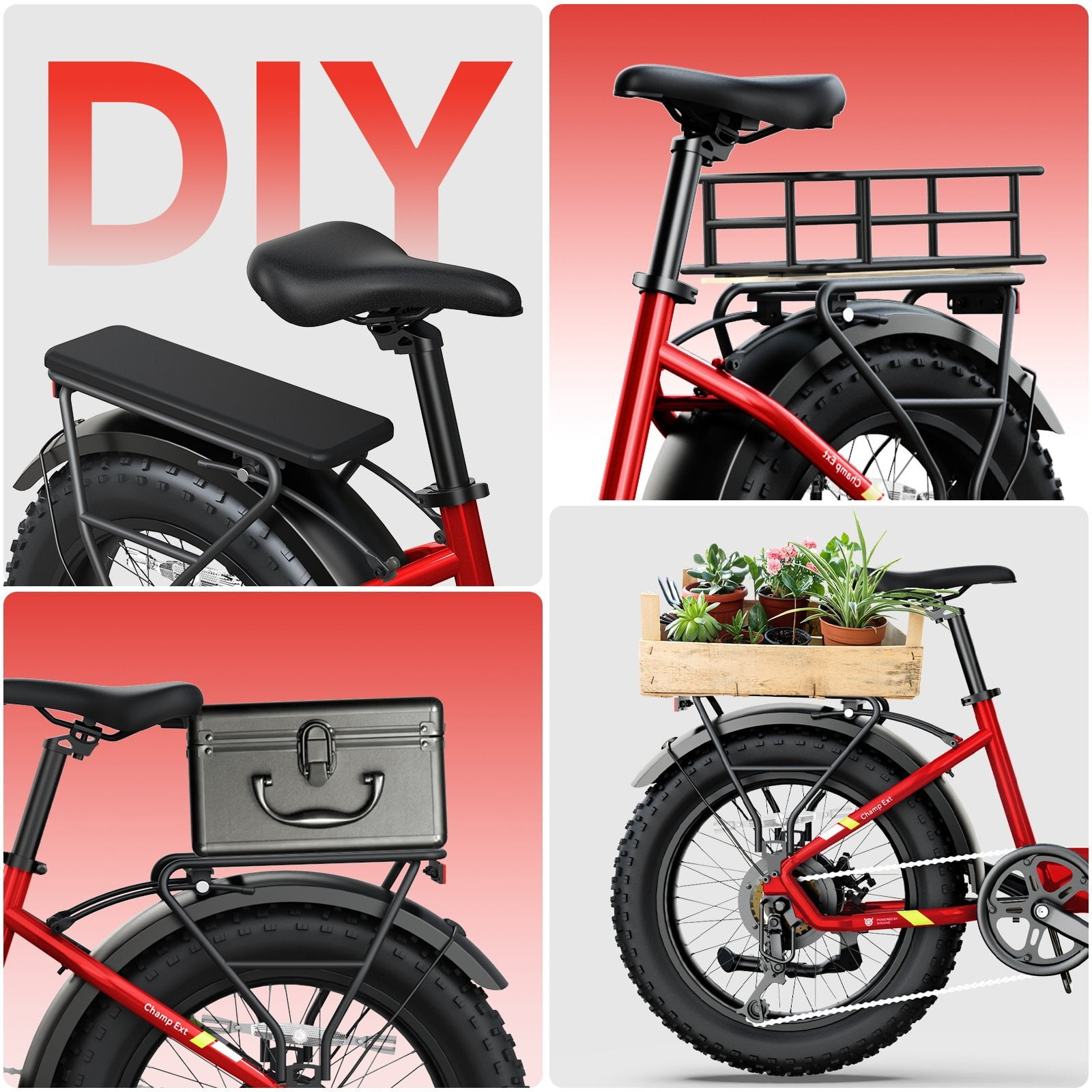 SISIGAD Electric Bike for Adults, 500W Peak 750W Battery Long Range, 20mph E Mountain Bike, 20"×4.0" Fat Tire Ebike, Electric Bicycle 48V/10.4AH UL2849