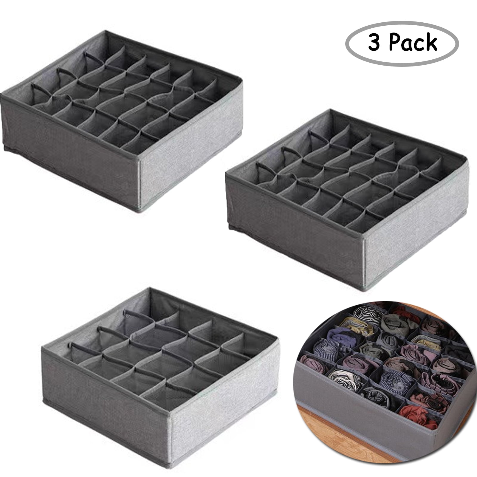 FunChaos 3 PCS Underwear Drawer Organizer, Sock Underwear Organizer