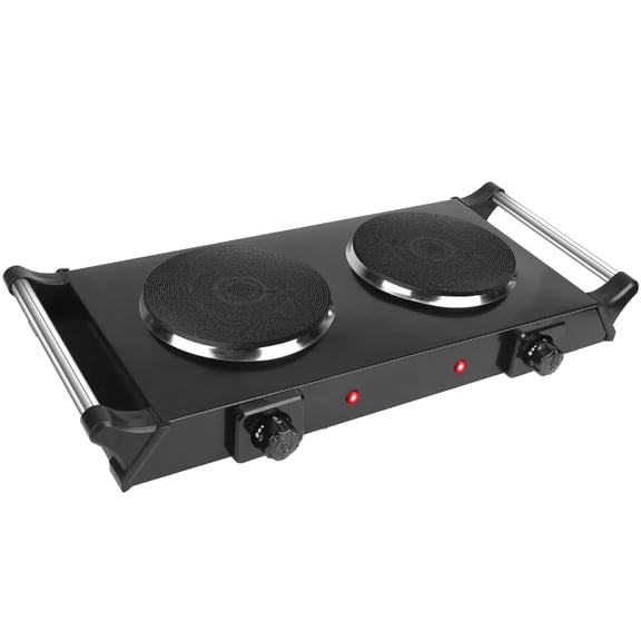 2000W Dual Burner Electric Hot Plate, 5 Temperature Settings (392℉-932℉), Portable Countertop Stove for All Flat Cookware, Fast & Even Heating, Easy to Clean, Ideal for Dorms, RVs, Apartments