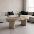 thumbnail image 7 of iooHug Mid‑Century Modern Oval Coffee Table,Solid Wood Veneer 47.24 Inch Cocktail Table for Living Room Home Office,Natural, 7 of 7