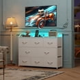 thumbnail image 3 of Bigleap LED TV Stand 8-Drawer Dresser with Charging Station, Fabric Chest of Drawers for Bedroom, Living Room, Hallway & Entryway, White, 3 of 8