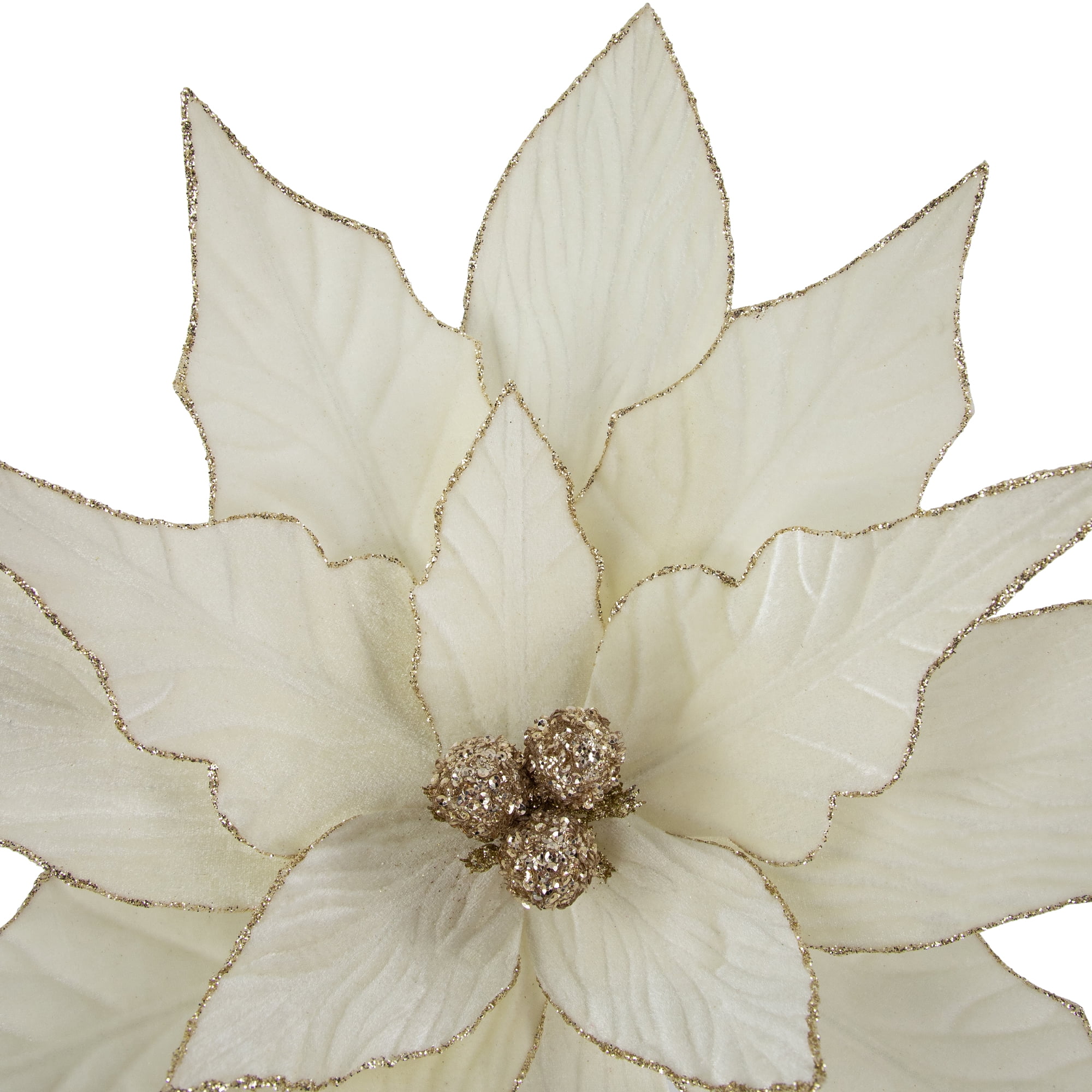 Northlight 33" Cream and Champagne Gold Poinsettia Large Christmas Pick