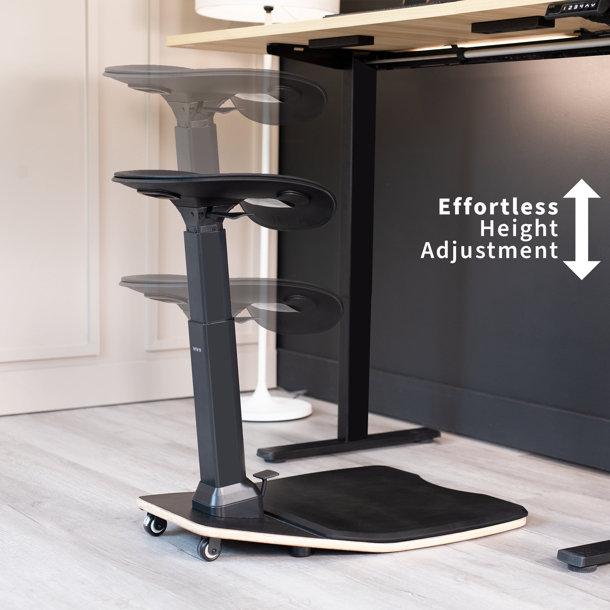 VIVO Black Ergonomic Leaning Chair with Anti-Fatigue Mat for Home and Office