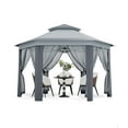 thumbnail image 1 of Heavy Duty 13x13ft 6-Sided Pop-Up Gazebo Tent – Double Vented Roof, Mesh Windows, Mosquito Netting, Adjustable Height, Easy Setup, Portable Canopy for Backyard, Patio, Garden – Light Grey & Dark Grey, 1 of 7