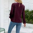 thumbnail image 6 of TKLPEHG Womens Dressy Tops V-Neck Hollow Lace Elegant Shirts Fashion Casual Comfy Lightweight Long Sleeve T Shirt Fall Tops Solid Color Loose Pullover (Wine,L), 6 of 6