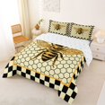 thumbnail image 3 of Castle Fairy Vintage Bee Graphic Full Size Comforter Sets 3-Piece,Geometric Honeycomb Bedding Comforter Set,Black Cream Golden Yellow,Reversible,1 Comforter and 2 Pillowcases, 3 of 6