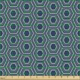 thumbnail image 2 of Ambesonne Geometric Fabric by the Yard Upholstery, Classic Hexagons Pattern, 1 Yard, Night Blue and Eggshell, 2 of 5