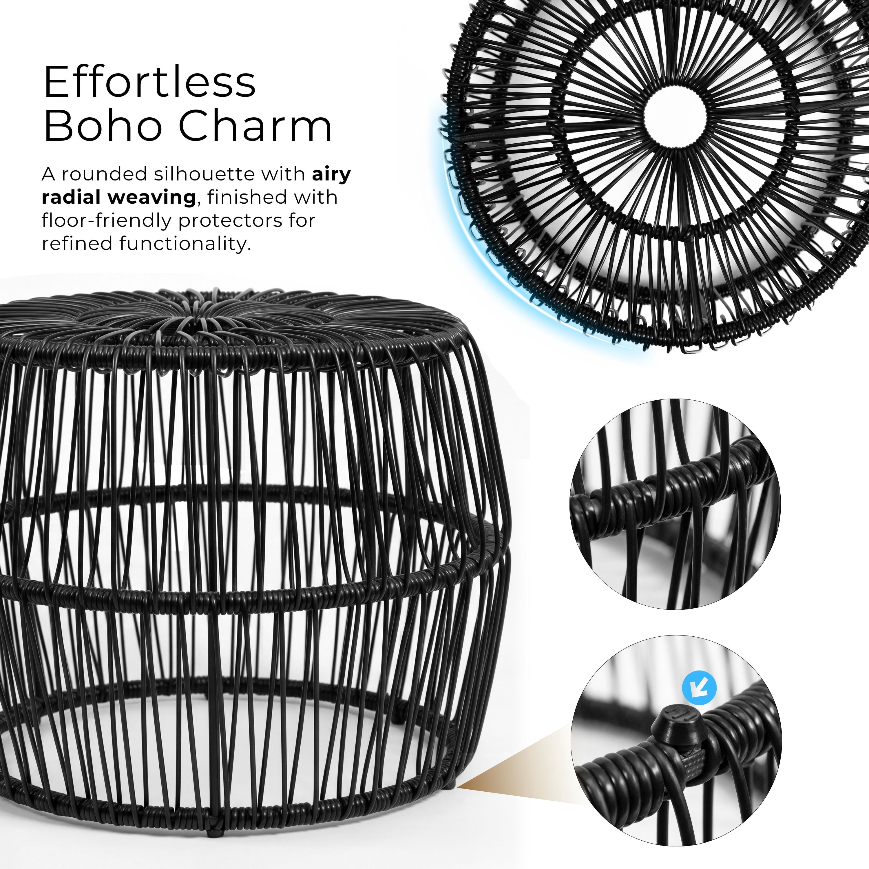 Tisch PE Wicker Rattan Outdoor Round Coffee Table in Natural