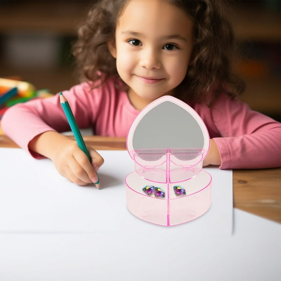 GAXIRE Childrens Jewelry Boxes Pink 1Pack Double Layer Design