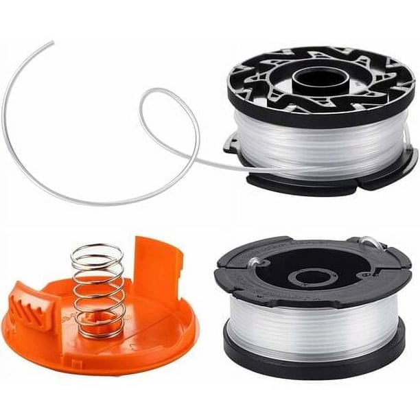 carretes de repuesto para cortacésped de nailon, carrete de hilo para desbrozadora con 1 paquete de tapa, 1 carretes de repuesto para recortadora de resorte para Black Decker AF-100-3ZP