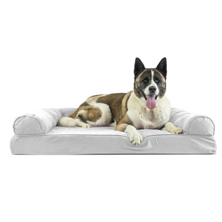UPC: 0842229105476 | FurHaven Pet Products Quilted Memory Top Sofa-Style Pet Bed for Dogs & Cats – Silver Gray Jumbo
