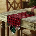 thumbnail image 3 of Table Runner Dresser Scarves Winter Christmas Tree Sketch Cotton Linen Burlap Table Cover Snowflake on Black Red Plaid Table Runners for Family Kitchen Dining Holiday Party Banquet Decor, 3 of 5