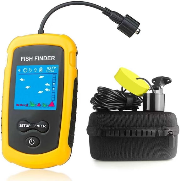 Portable Wired Fish Finder for Ice Kayak Fishing – Handheld Depth Finder with LCD Display and Sonar Transducer