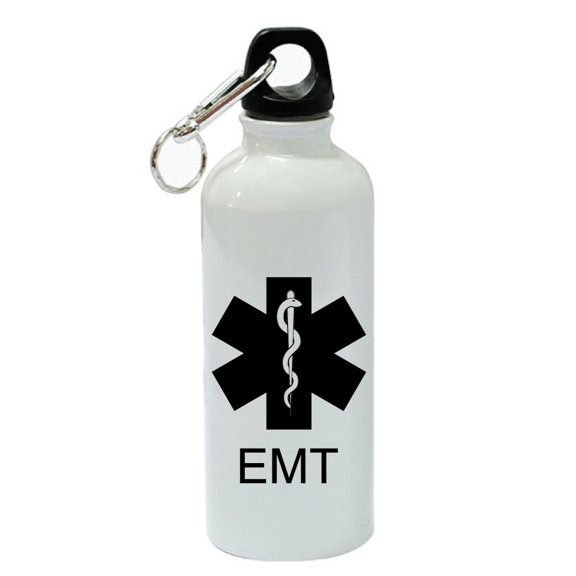 EMT White Aluminum Sports 20 oz Water Bottle