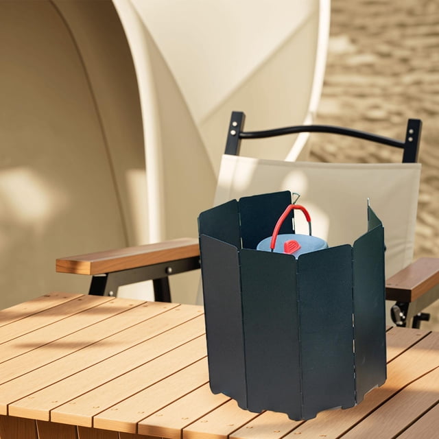 Estufa de Camping perfecl Parabrisas plegable protector contra El viento Negro