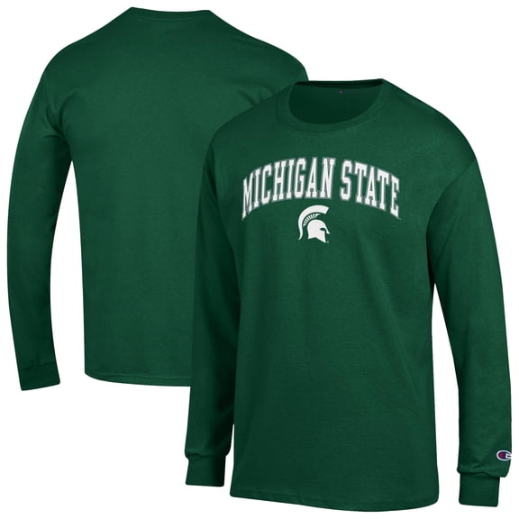 Men's-Champion Green Michigan State Spartans Arch Over Logo Long Sleeve T-Shirt