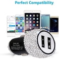 thumbnail image 6 of VONTER Dual USB Car Charger Fast Charging Bling Bling Handmade Rhinestones Crystal Car Decorations Car Decors for Cell Phone iPhone Xs Max X Plus, iPad Pro/Mini, Samsung, 6 of 7