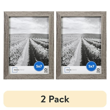 (2 pack) Mainstays – 5x7 Picture Frame – Rustic Gray Gallery Linear Program Tabletop & Wall Photo Frame